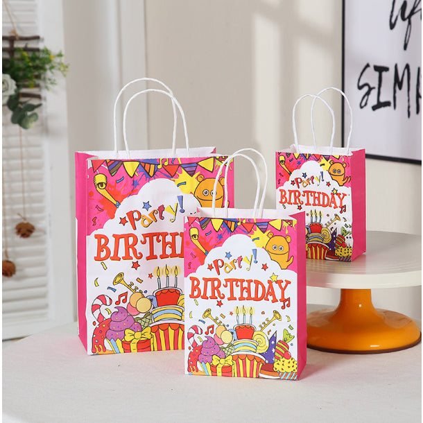 12pcs | Happy Birthday Gift Bags candy bag Birthday Party Favor Paper Bags