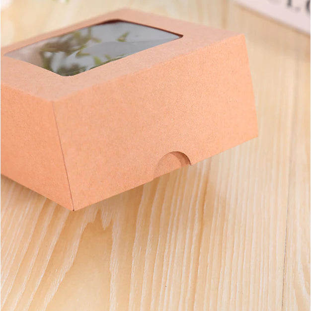 1pc Window Gift Box Foldable Kraft Packaging Paper Gift Box