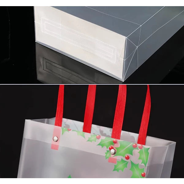 Christmas Frosted Plastic PVC Transparent Bags Souvenir Tote Bag