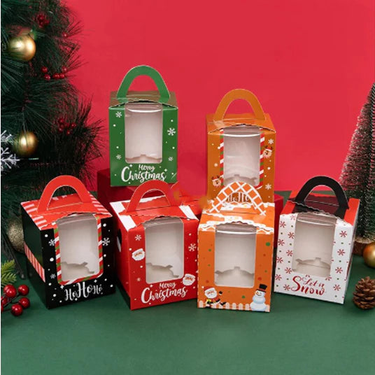 1pc Christmas window cupcake Solo packaging box muffin box egg tart box Pastry Box