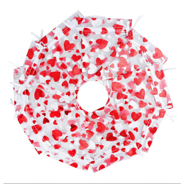 1pc Red Heart Printed Valentine Candy Bags Organza Bags Gift Jewelry Wedding Party Bag