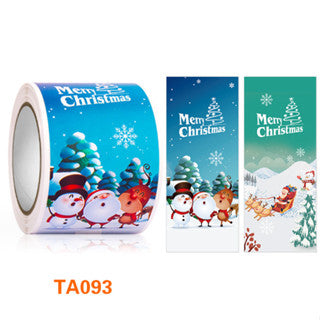 100 pcs/roll Rectangular Christmas long sticker gift box seal sticker label