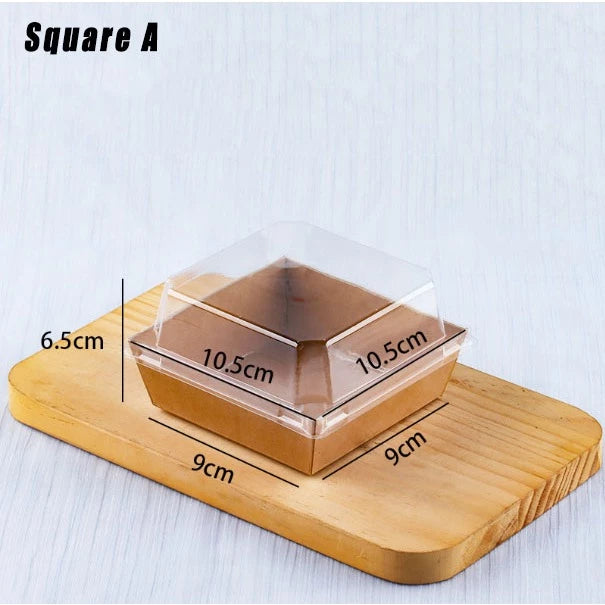 10pcs Transparent Square Cake, Sandwich Kraft Box Pastry Baking Gift Box