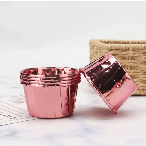 50pcs | Colorful Aluminum Foil Cupcake Liner Paper Cups Baking Muffin Liner