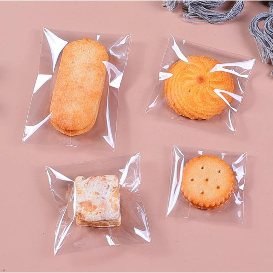 100pcs Transparent OPP Clear Self Adhesive Cookie's Packaging Plastic Bag