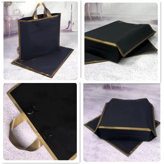 1pc Frosted Gold Lining Tote Bag High Quality Plastic Handle bag and Packaging Souvenirs