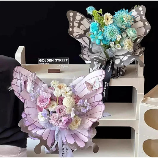 10sets/20pcs Korean Butterfly Flower Wrapping Paper Waterproof Rose Bouquet Wrapper