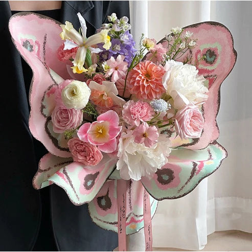 10sets/20pcs Korean Butterfly Flower Wrapping Paper Waterproof Rose Bouquet Wrapper
