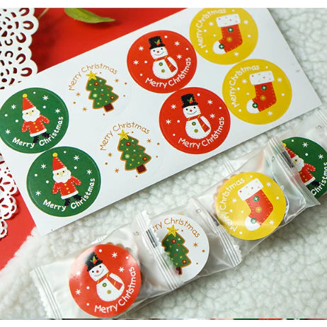 (10sheets/80pcs) Christmas Round Label Sticker Gift Package Stickers for Candy Box