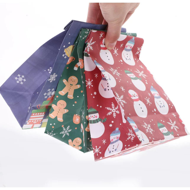12Pcs Christmas Paper Bags Packaging Candy Gift Wrapping Bag