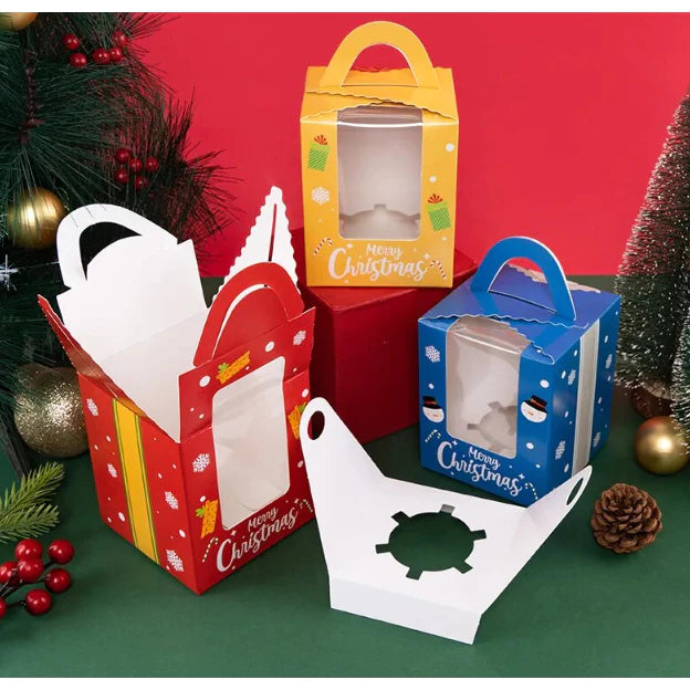 1pc Christmas window cupcake Solo packaging box muffin box egg tart box Pastry Box