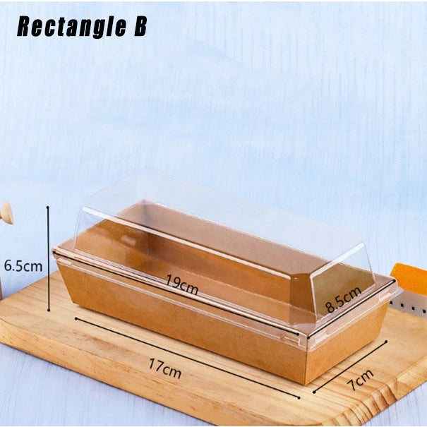 10pcs Transparent Square Cake, Sandwich Kraft Box Pastry Baking Gift Box
