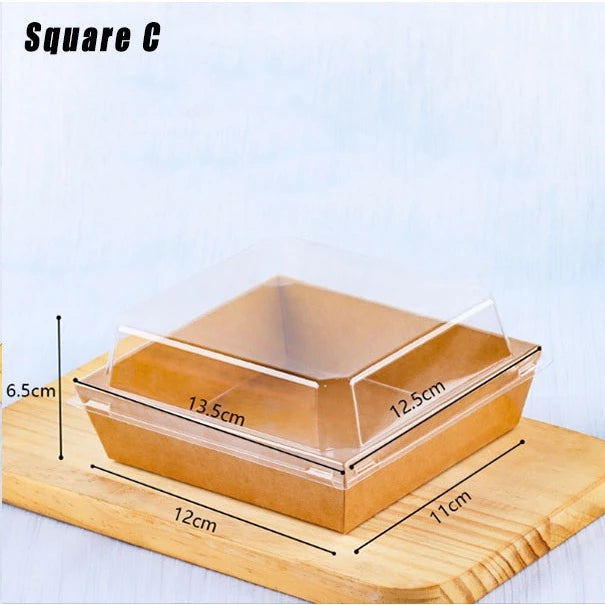 10pcs Transparent Square Cake, Sandwich Kraft Box Pastry Baking Gift Box