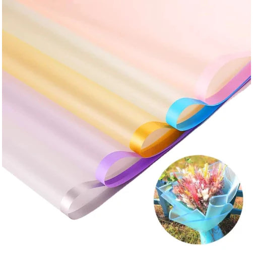 20pcs Transparent Colored Edge Flower Wrapper Korean Wrapper Accesories Paper Wrapping