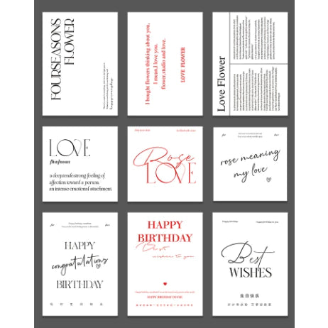 (5sheets/pack) English love single page small card bouquet flower greeting card