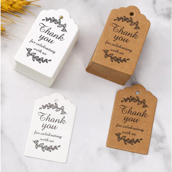 100pcs | BLACK Thankyou Stamping Paper Gift Tags Hang Label Decor Wedding Gift Tag