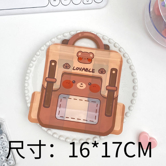 1pc Cute Cartoon Backpack Jewelry Small Object Storage Bag Snack Ziplock Packaging Bag