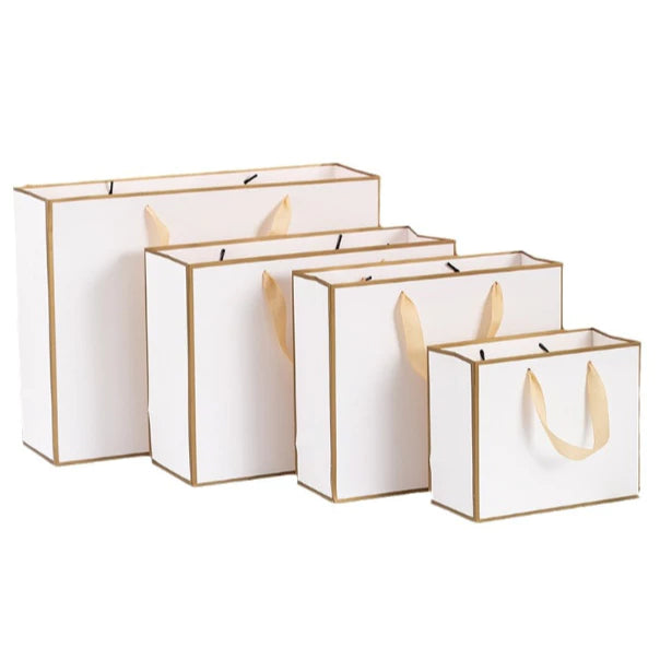 1Pc Gold Border Paper Bag W/ Black Border Gift Craft Paper Gift Plain Rope Handle Hand bag