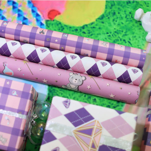 5pcs | Purple Bear Color gift wrapping paper nostalgic elegant size birthday Wrapping pape