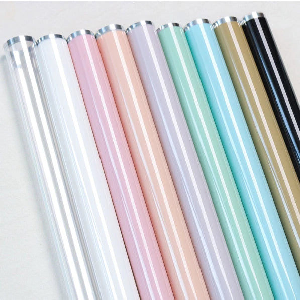 20pcs Silver Edge Waterproof Floral Wrapping Paper Sheets Frosted Bouquet Packaging Paper