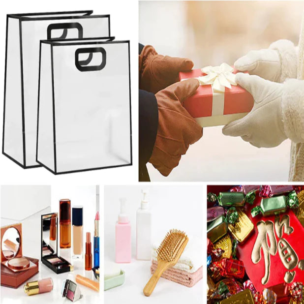 Colored Lining Frosted Plastic PVC Transparent Bags Souvenir Tote Bag