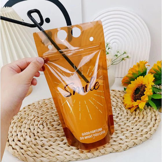 100pcs Disposable beverage bag juice bag self-sealing lemonade milk tea packaging bag
