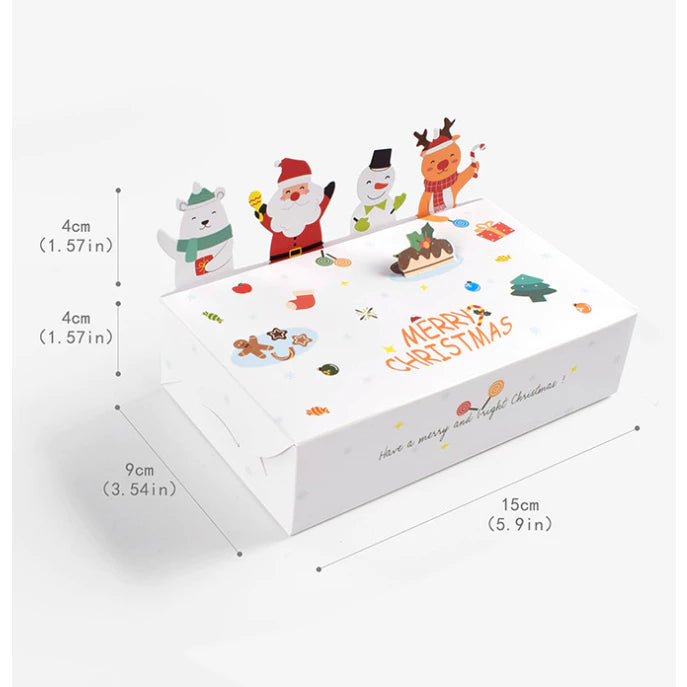 10Pcs 3d Christmas biscuit box Kraft Paper Candy Gift Box Cartoon Cookie Box