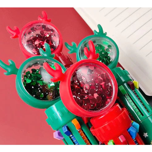 1pc Christmas Ten Color Ballpoint Pen 1 Press Student Multi-Function Pen