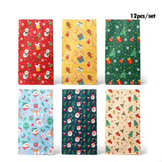 12Pcs Christmas Paper Bags Packaging Candy Gift Wrapping Bag