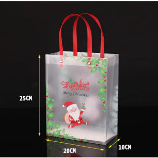 Christmas Frosted Plastic PVC Transparent Bags Souvenir Tote Bag