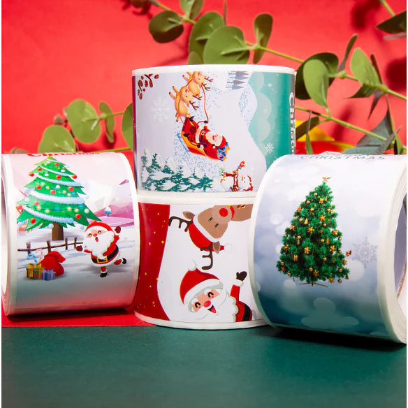 100 pcs/roll Rectangular Christmas long sticker gift box seal sticker label