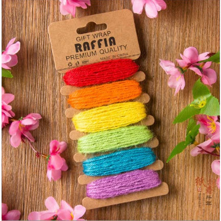 (5m/color) Six Color Card RAFFIA Rope Colored Weaving Decorative Raw Materials Colored RAFFIA