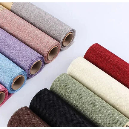(48cmx5yards) Flower colored linen roll retro floral diy material flower packaging