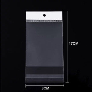 100pcs White Header OPP Adhesive Resealable Plastic Bag