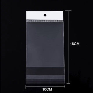 100pcs White Header OPP Adhesive Resealable Plastic Bag
