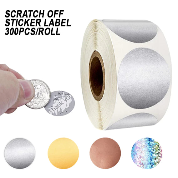 300 sheets/roll 2.50cm silver scratch Off sticker film self-adhesive Sticker Label