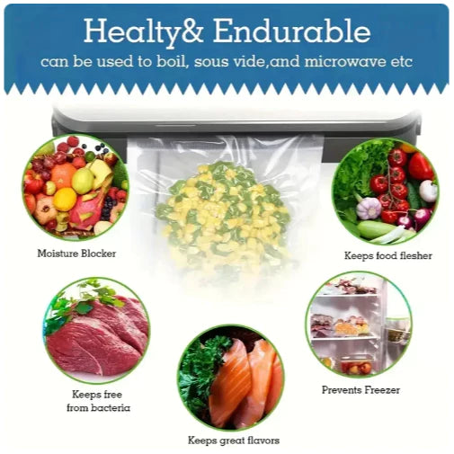 (100PCS) Clear Smooth Vacuum Bag Storage Bags For Vacuum Sealer Vacuum Packaging
