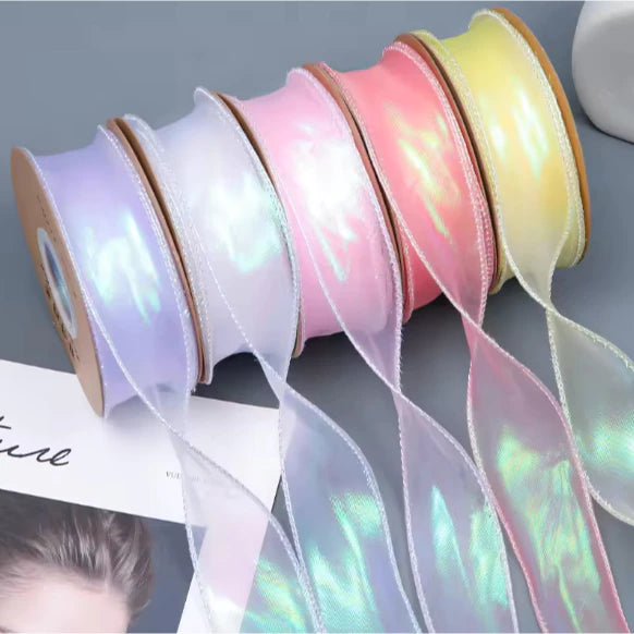 Fantasy fish tail yarn pleated yarn Ribbon With Wavy Edge Wrap Flower Gift Decoration