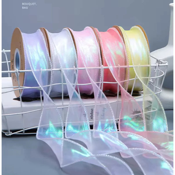 Fantasy fish tail yarn pleated yarn Ribbon With Wavy Edge Wrap Flower Gift Decoration