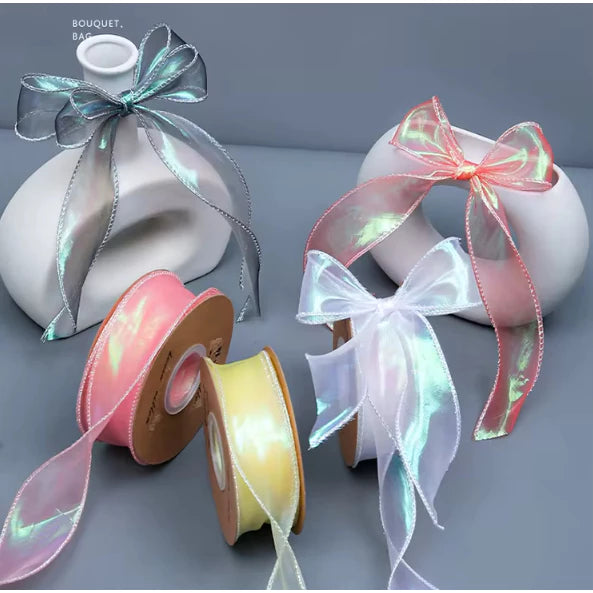 Fantasy fish tail yarn pleated yarn Ribbon With Wavy Edge Wrap Flower Gift Decoration