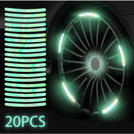 20 Pieces Dazzling Luminous Wheel Hub Strong Reflective Stickers