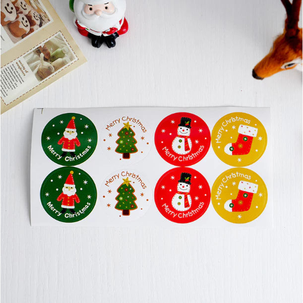 (10sheets/80pcs) Christmas Round Label Sticker Gift Package Stickers for Candy Box