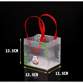 Christmas Frosted Plastic PVC Transparent Bags Souvenir Tote Bag
