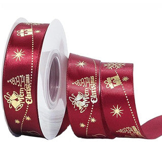 25 yards 2.5 cm Christmas Gift ribbon Wrapping merry christmas Gift satin Ribbon