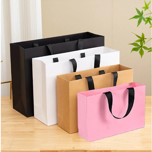 Flat Rope Paper Bag Gift Craft Paper Gift Plain Handle Hand bag