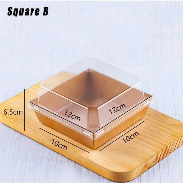 10pcs Transparent Square Cake, Sandwich Kraft Box Pastry Baking Gift Box