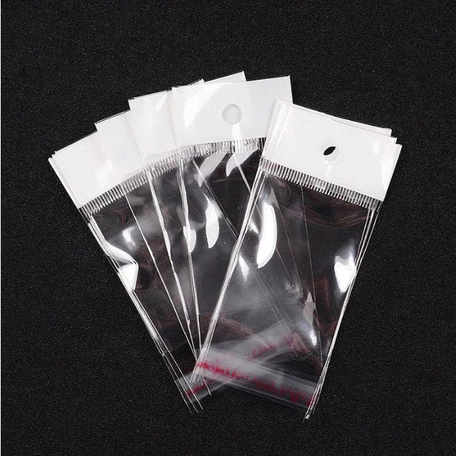 100pcs White Header OPP Adhesive Resealable Plastic Bag