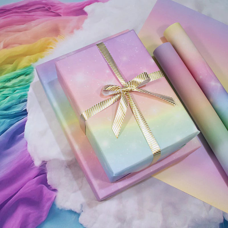 (5pcs) Rainbow Gradient Color Gift Wrapping Paper Roll Gift Wrapping Paper