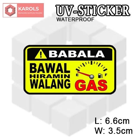 1pc Babala/Reminder WEATHERPROOF Permanent UV Sticker Embossed Printed Logo