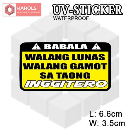 1pc Babala/Reminder WEATHERPROOF Permanent UV Sticker Embossed Printed Logo